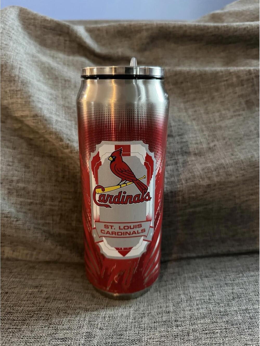 St Louis Cardinals Stainless Can Shaped Tumbler Drink Through Lid